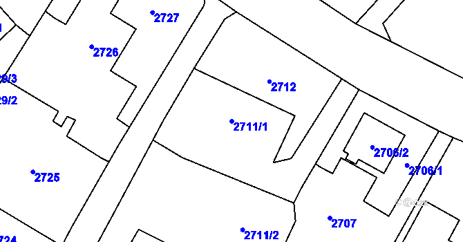 Parcela st. 2711/1 v KÚ Sviadnov, Katastrální mapa