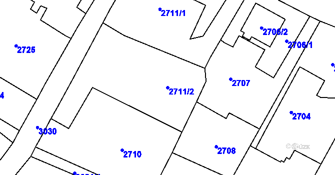 Parcela st. 2711/2 v KÚ Sviadnov, Katastrální mapa