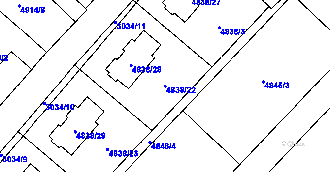Parcela st. 4838/22 v KÚ Sviadnov, Katastrální mapa