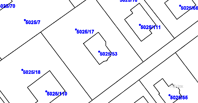 Parcela st. 5025/53 v KÚ Sviadnov, Katastrální mapa