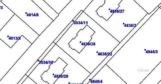Parcela st. 4838/28 v KÚ Sviadnov, Katastrální mapa