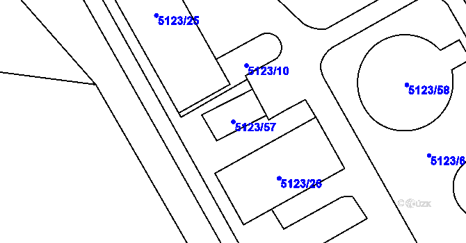 Parcela st. 5123/57 v KÚ Sviadnov, Katastrální mapa