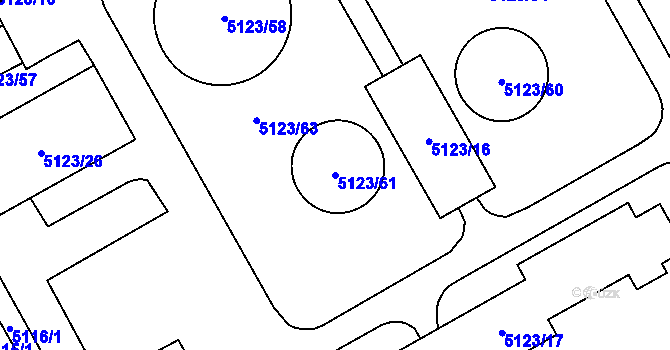 Parcela st. 5123/61 v KÚ Sviadnov, Katastrální mapa