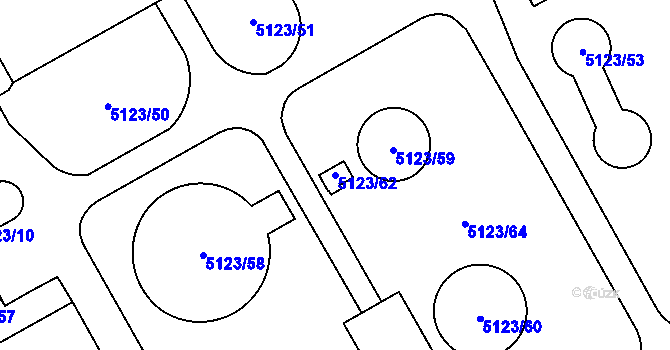 Parcela st. 5123/62 v KÚ Sviadnov, Katastrální mapa