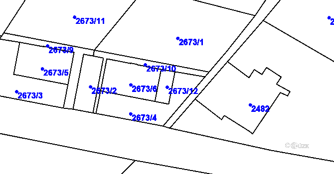 Parcela st. 2673/12 v KÚ Sviadnov, Katastrální mapa
