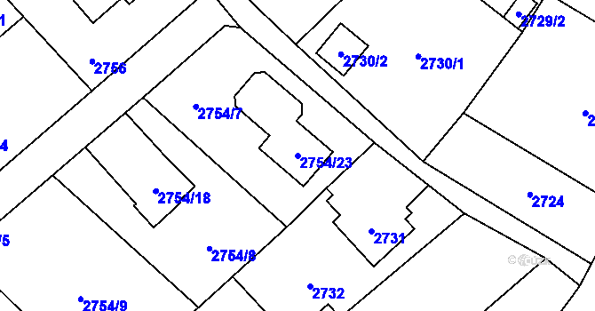 Parcela st. 2754/23 v KÚ Sviadnov, Katastrální mapa