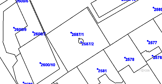 Parcela st. 2587/2 v KÚ Sviadnov, Katastrální mapa