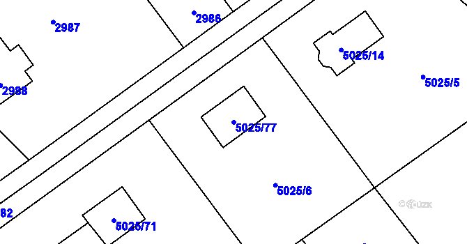 Parcela st. 5025/77 v KÚ Sviadnov, Katastrální mapa
