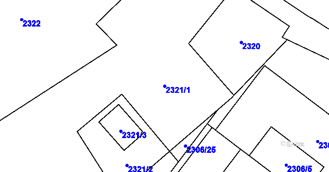Parcela st. 2321/1 v KÚ Sviadnov, Katastrální mapa