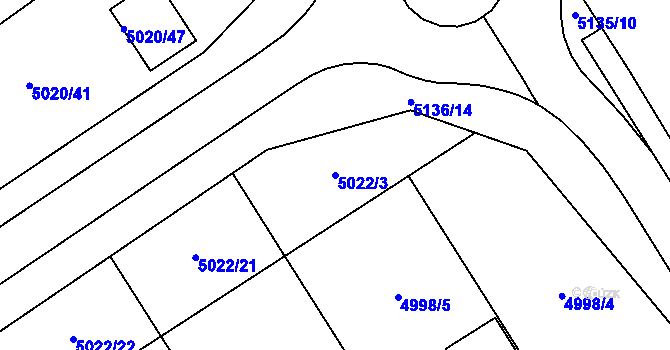 Parcela st. 5022/3 v KÚ Sviadnov, Katastrální mapa