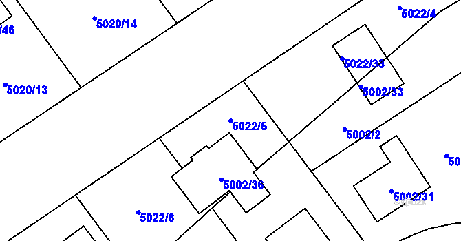 Parcela st. 5022/5 v KÚ Sviadnov, Katastrální mapa