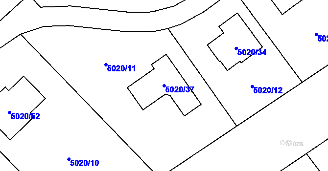 Parcela st. 5020/37 v KÚ Sviadnov, Katastrální mapa