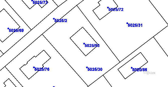 Parcela st. 5025/93 v KÚ Sviadnov, Katastrální mapa