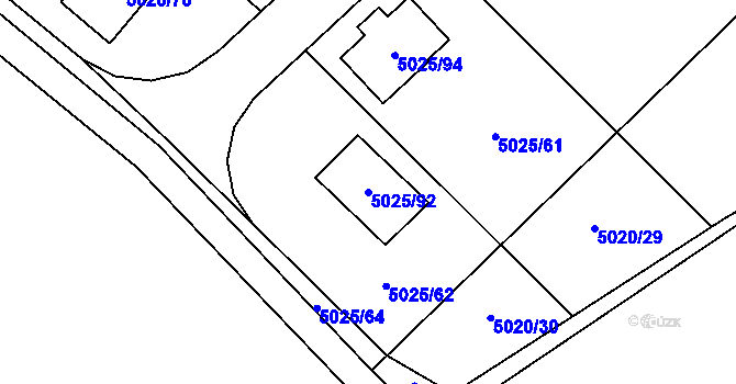 Parcela st. 5025/92 v KÚ Sviadnov, Katastrální mapa