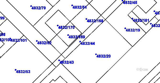 Parcela st. 4832/44 v KÚ Sviadnov, Katastrální mapa