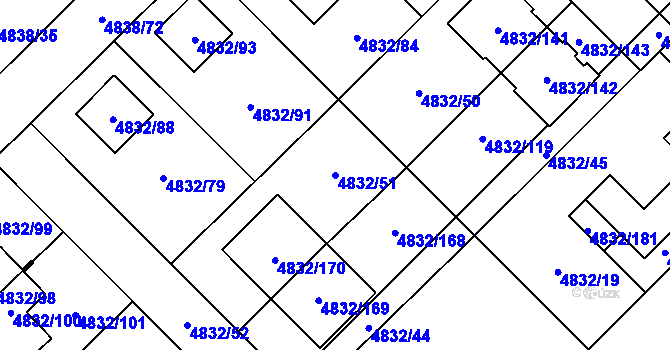 Parcela st. 4832/51 v KÚ Sviadnov, Katastrální mapa