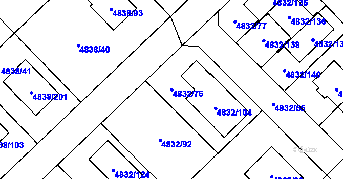 Parcela st. 4832/76 v KÚ Sviadnov, Katastrální mapa