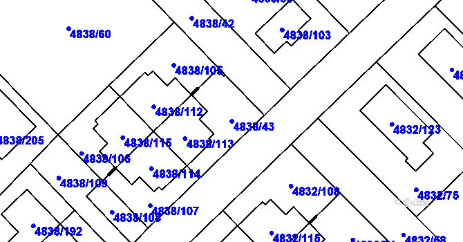 Parcela st. 4838/43 v KÚ Sviadnov, Katastrální mapa