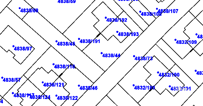 Parcela st. 4838/44 v KÚ Sviadnov, Katastrální mapa