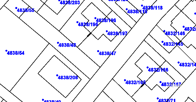 Parcela st. 4838/47 v KÚ Sviadnov, Katastrální mapa
