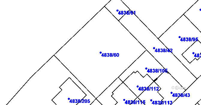 Parcela st. 4838/60 v KÚ Sviadnov, Katastrální mapa