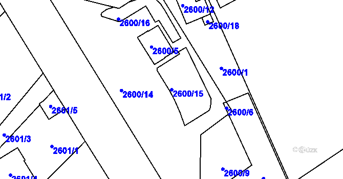 Parcela st. 2600/15 v KÚ Sviadnov, Katastrální mapa