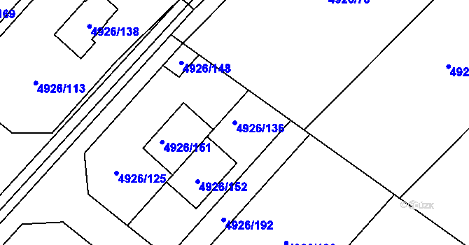 Parcela st. 4926/136 v KÚ Sviadnov, Katastrální mapa