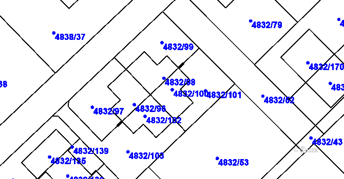 Parcela st. 4832/100 v KÚ Sviadnov, Katastrální mapa