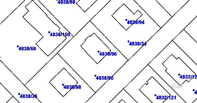 Parcela st. 4838/96 v KÚ Sviadnov, Katastrální mapa