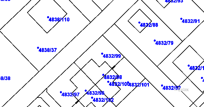 Parcela st. 4832/99 v KÚ Sviadnov, Katastrální mapa