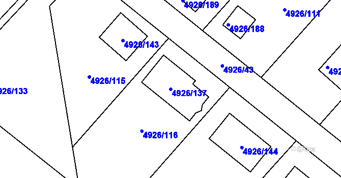 Parcela st. 4926/137 v KÚ Sviadnov, Katastrální mapa