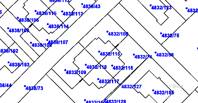 Parcela st. 4832/115 v KÚ Sviadnov, Katastrální mapa