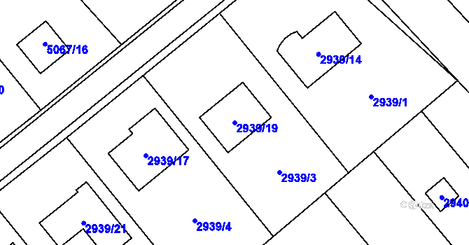 Parcela st. 2939/19 v KÚ Sviadnov, Katastrální mapa