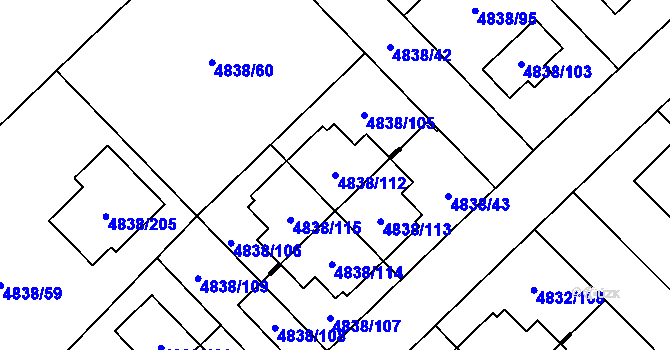 Parcela st. 4838/112 v KÚ Sviadnov, Katastrální mapa