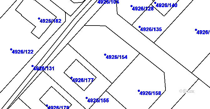 Parcela st. 4926/154 v KÚ Sviadnov, Katastrální mapa