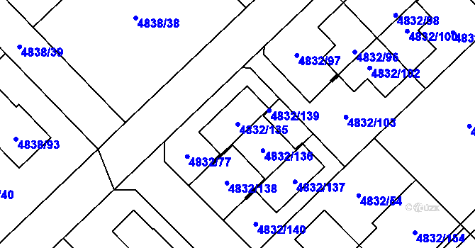 Parcela st. 4832/135 v KÚ Sviadnov, Katastrální mapa