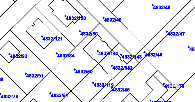 Parcela st. 4832/141 v KÚ Sviadnov, Katastrální mapa