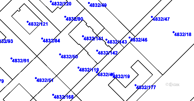 Parcela st. 4832/142 v KÚ Sviadnov, Katastrální mapa