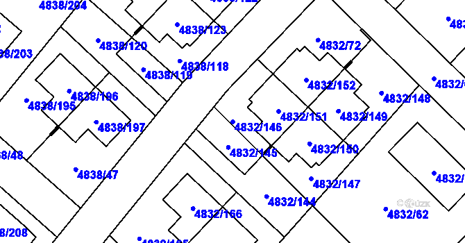 Parcela st. 4832/146 v KÚ Sviadnov, Katastrální mapa