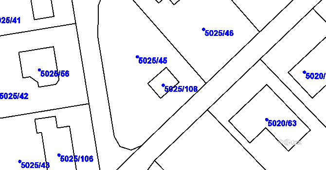 Parcela st. 5025/108 v KÚ Sviadnov, Katastrální mapa