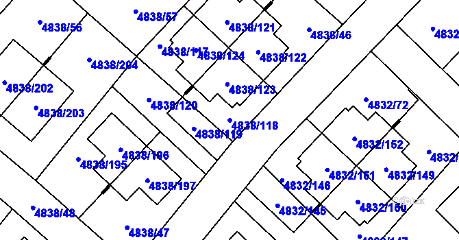 Parcela st. 4838/118 v KÚ Sviadnov, Katastrální mapa