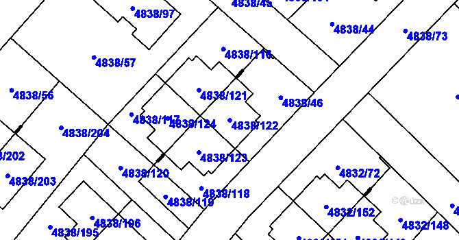 Parcela st. 4838/122 v KÚ Sviadnov, Katastrální mapa