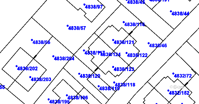 Parcela st. 4838/124 v KÚ Sviadnov, Katastrální mapa
