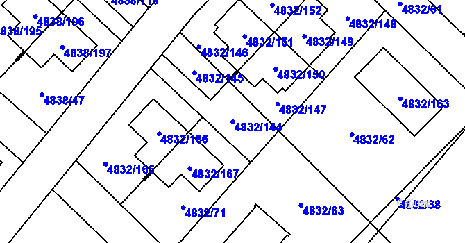 Parcela st. 4832/144 v KÚ Sviadnov, Katastrální mapa