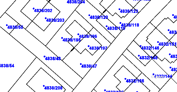 Parcela st. 4838/197 v KÚ Sviadnov, Katastrální mapa