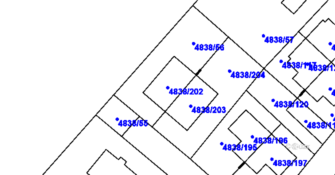 Parcela st. 4838/202 v KÚ Sviadnov, Katastrální mapa