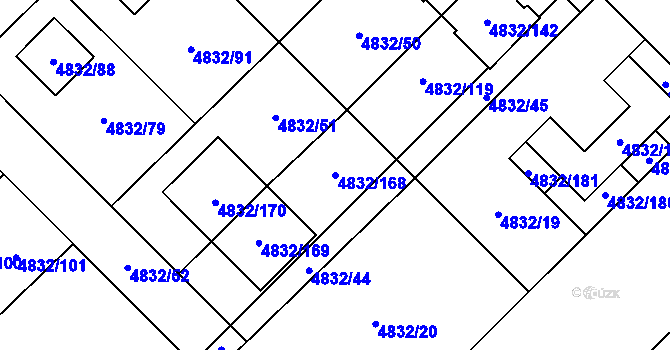 Parcela st. 4832/168 v KÚ Sviadnov, Katastrální mapa