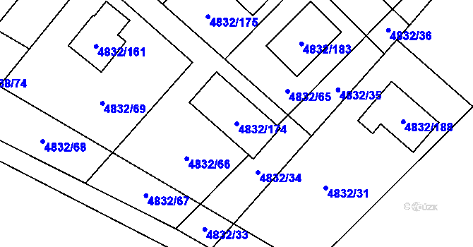 Parcela st. 4832/174 v KÚ Sviadnov, Katastrální mapa