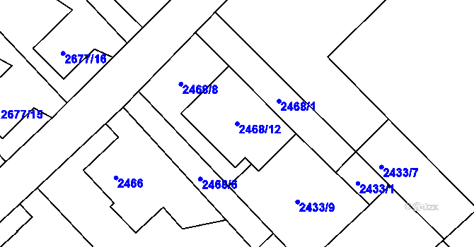 Parcela st. 2468/12 v KÚ Sviadnov, Katastrální mapa