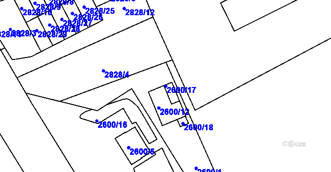 Parcela st. 2600/17 v KÚ Sviadnov, Katastrální mapa